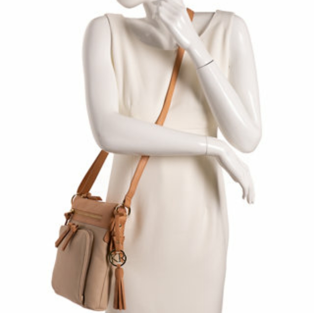 Kim Rogers Tan Double Pocket Crossbody